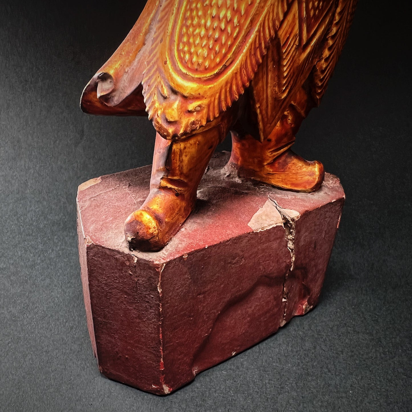 Qing Dynasty Wooden Temple Figure of Caishen – Martial Form