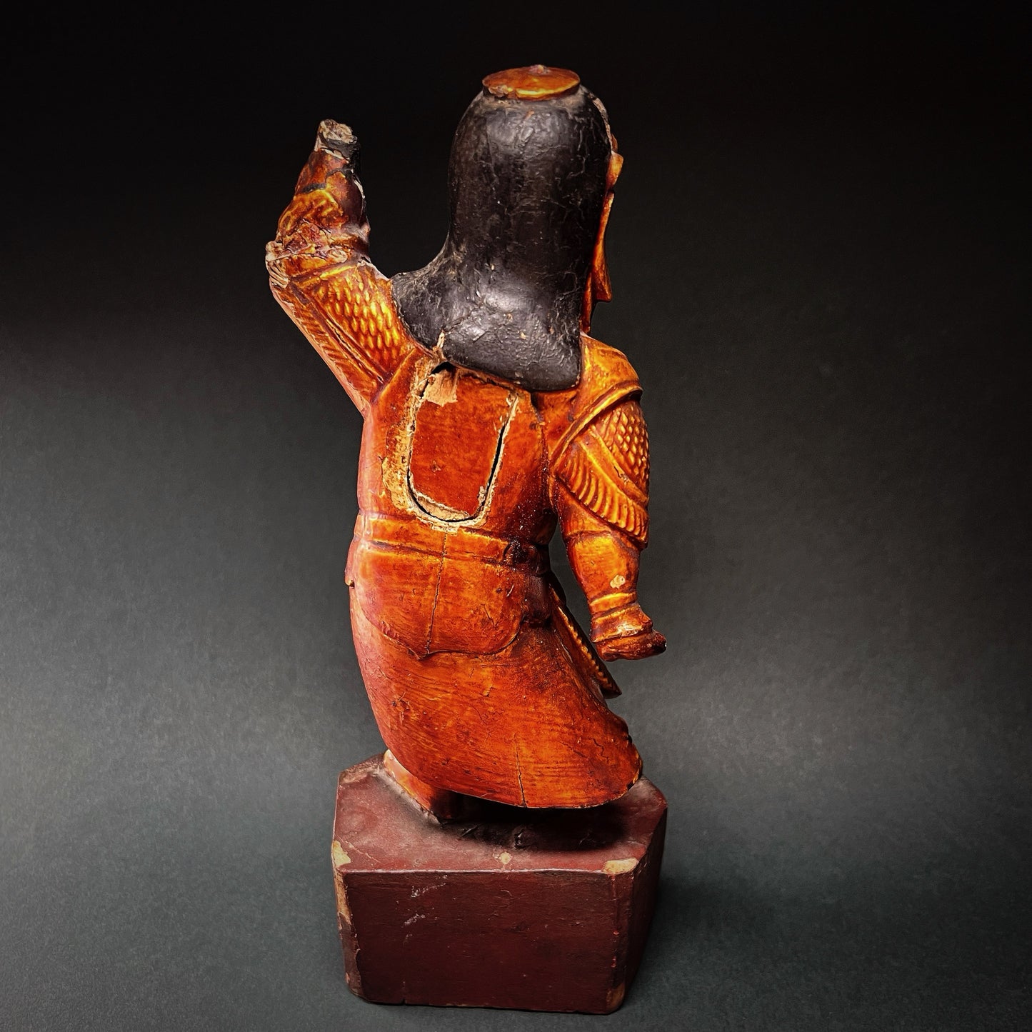 Qing Dynasty Wooden Temple Figure of Caishen – Martial Form