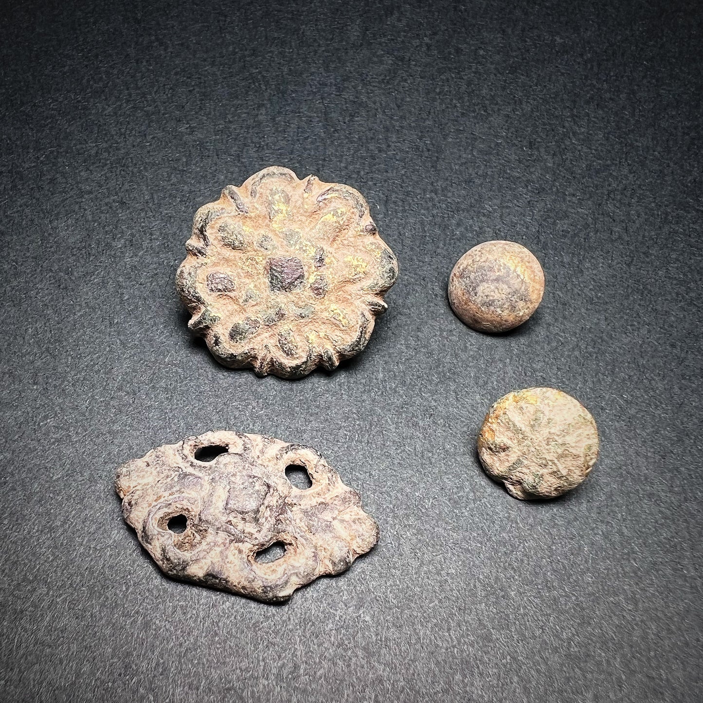 Medieval and Post-Medieval Bronze Heraldic Flower Mounts
