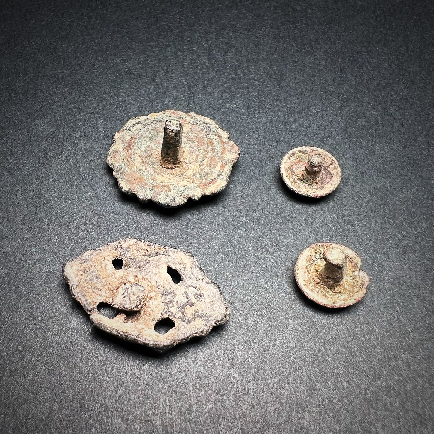Medieval and Post-Medieval Bronze Heraldic Flower Mounts