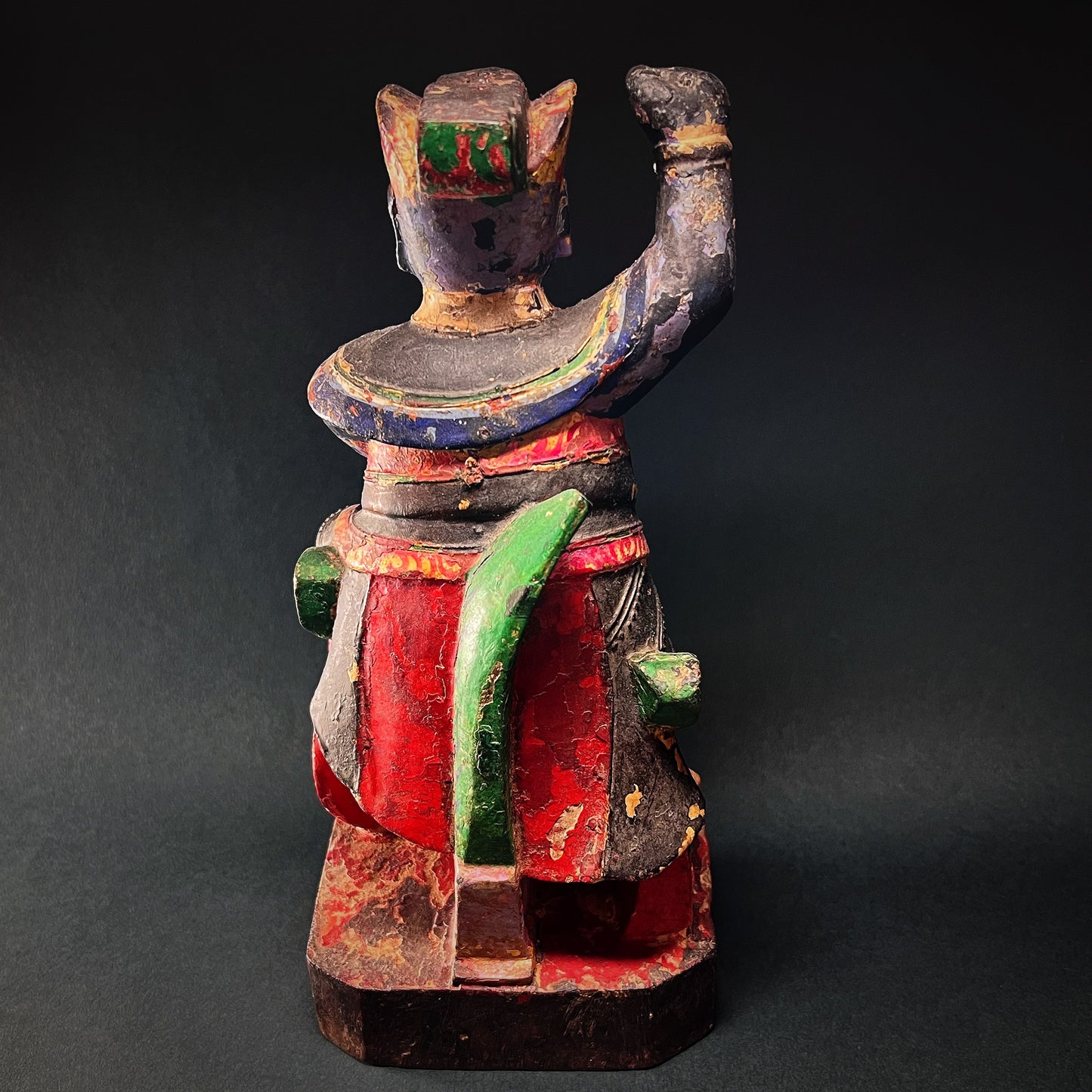Qing Dynasty Wooden Figure of a Taoist God of Thunder Lei Gong
