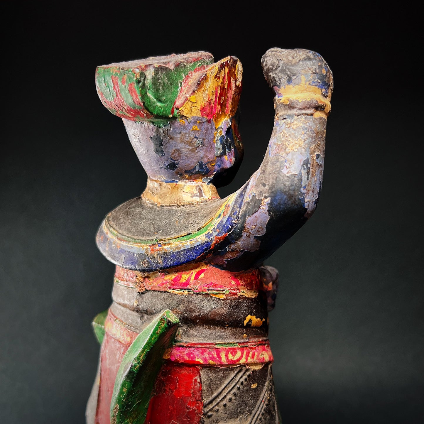 Qing Dynasty Wooden Figure of a Taoist God of Thunder Lei Gong