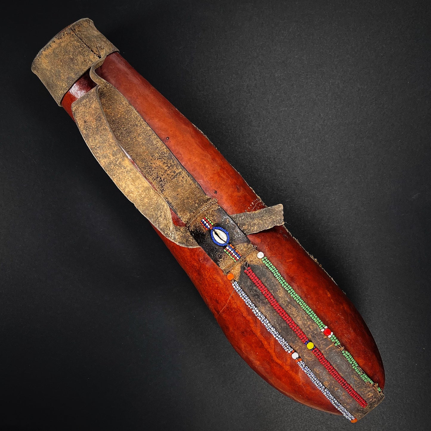 Maasai Decorated Milk Gourd Container Enkukuri or Kibuyu
