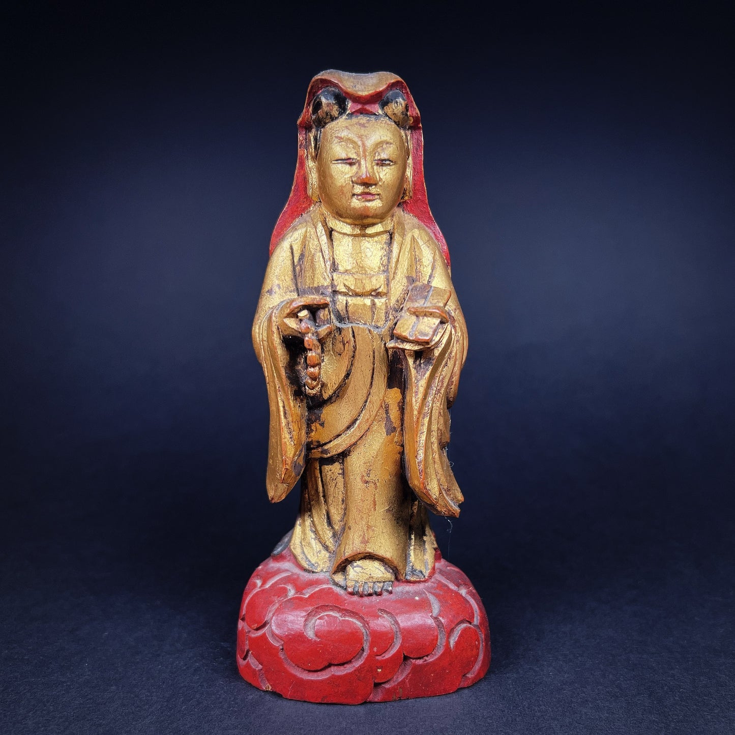 Qing Dynasty Wooden Temple Figure of Guanyin