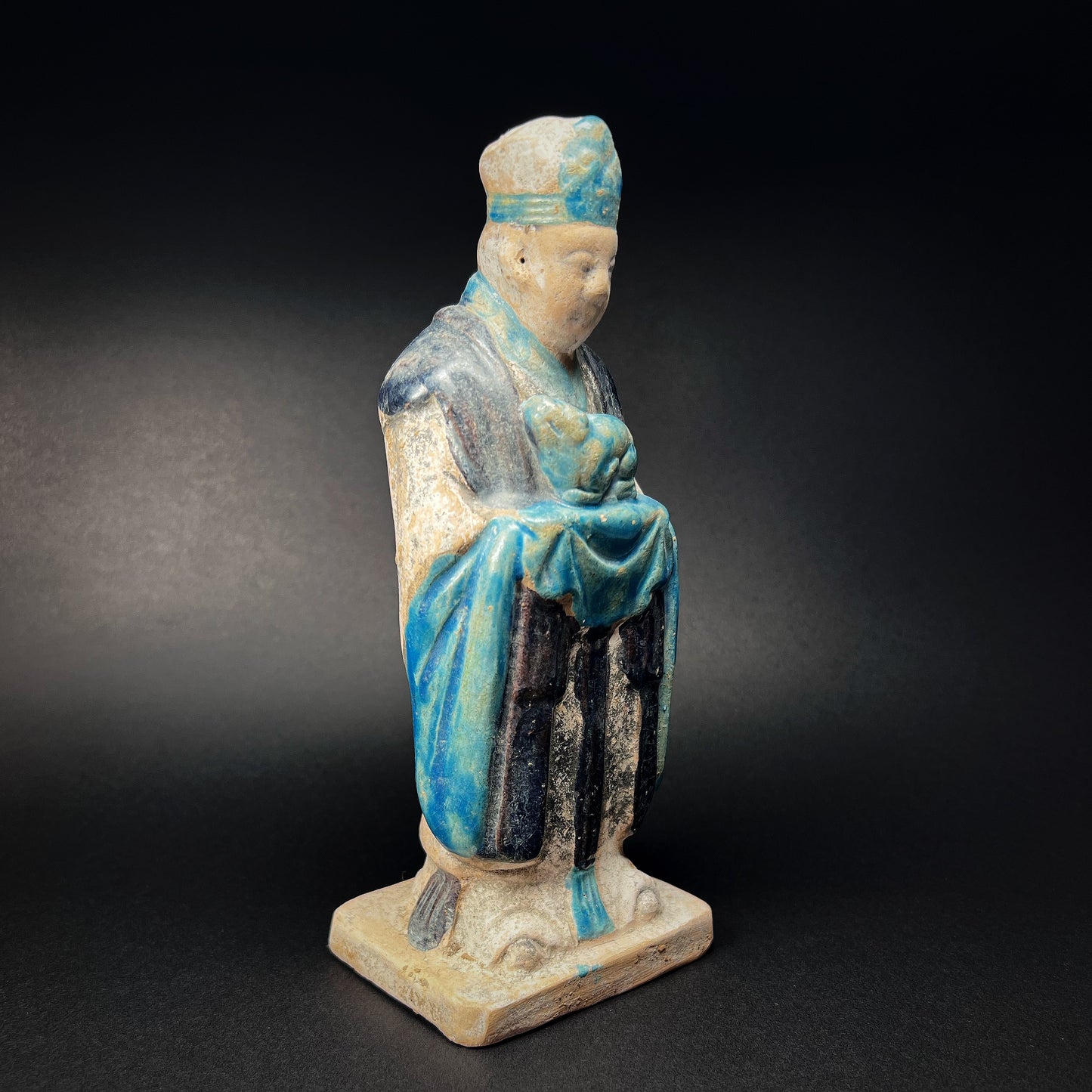 Ming Dynasty Glazed Pottery Tomb Attendant with Zodiac Animal