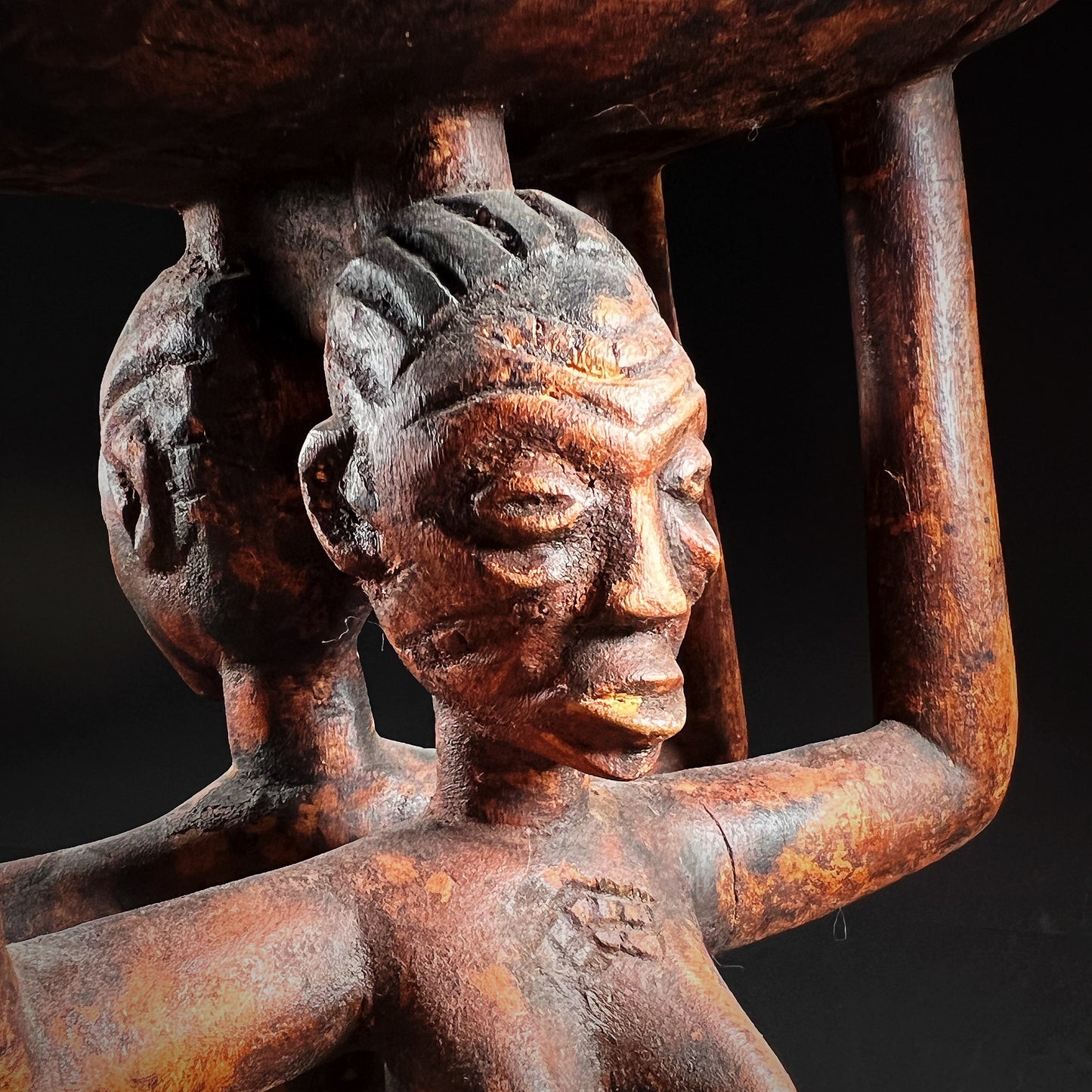 Luba Double Female Caryatid Stool Lupona