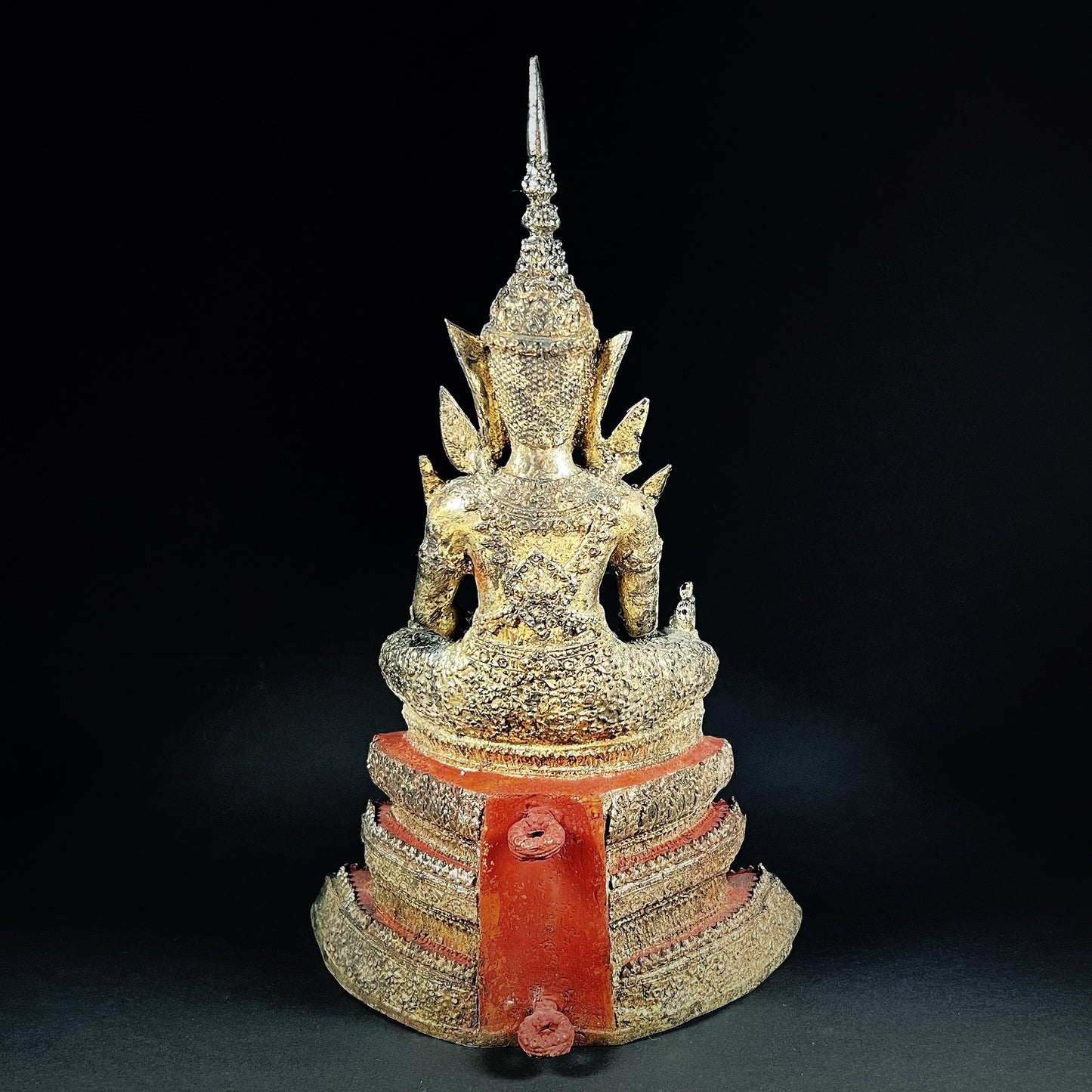 Thai Rattanakosin Lacquered and Gilt Bronze Figure of Buddha