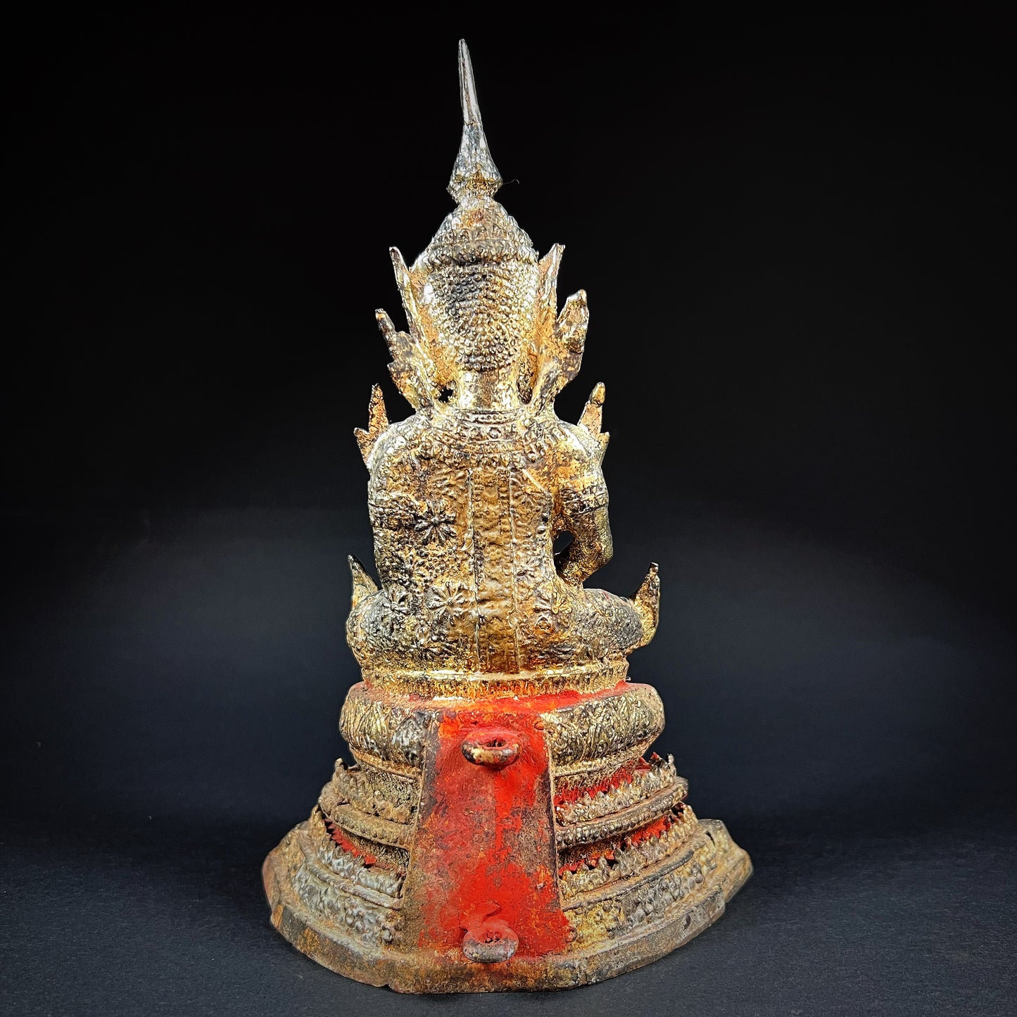 Thai Rattanakosin Lacquered and Gilt Bronze Figure of Buddha