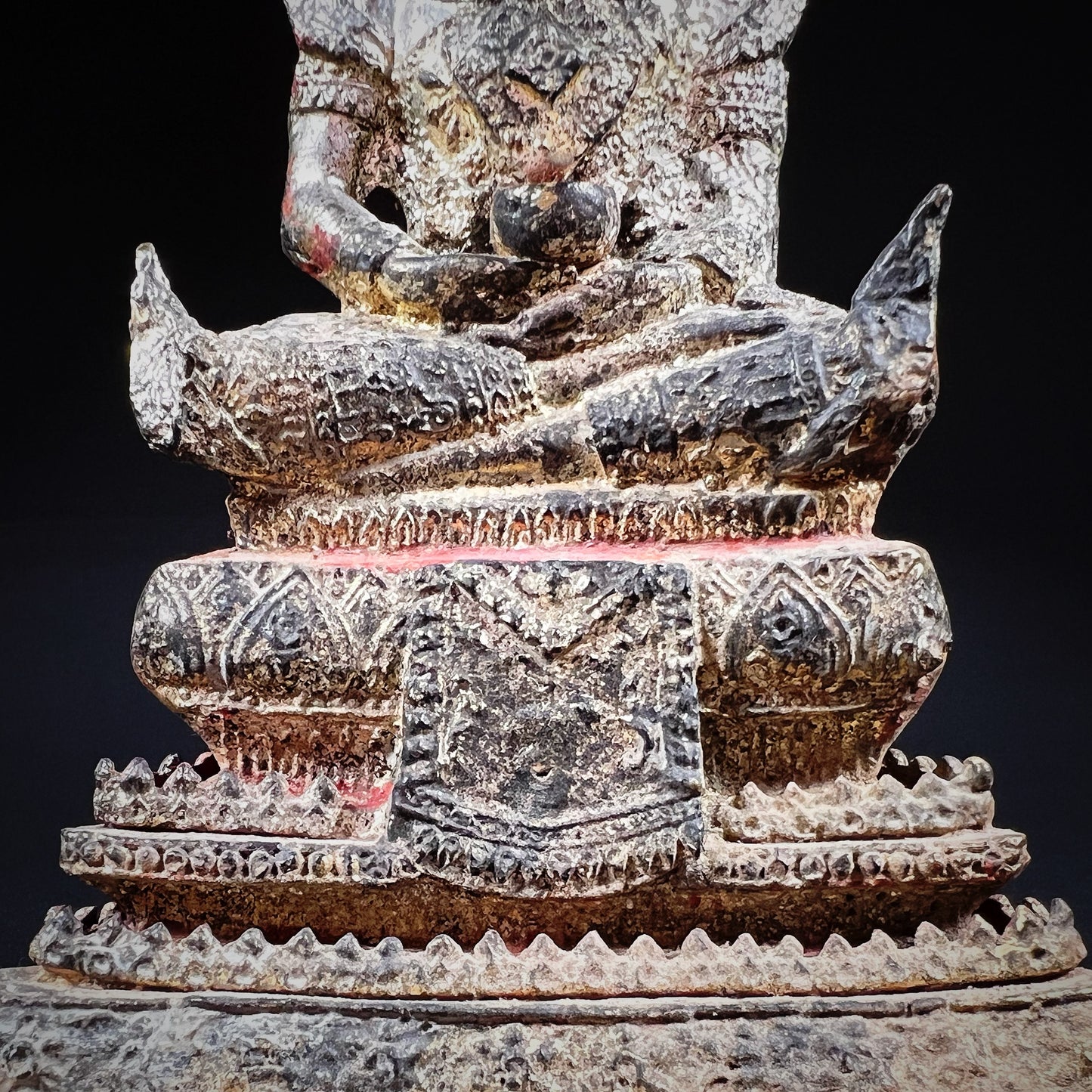 Thai Rattanakosin Lacquered and Gilt Bronze Figure of Buddha