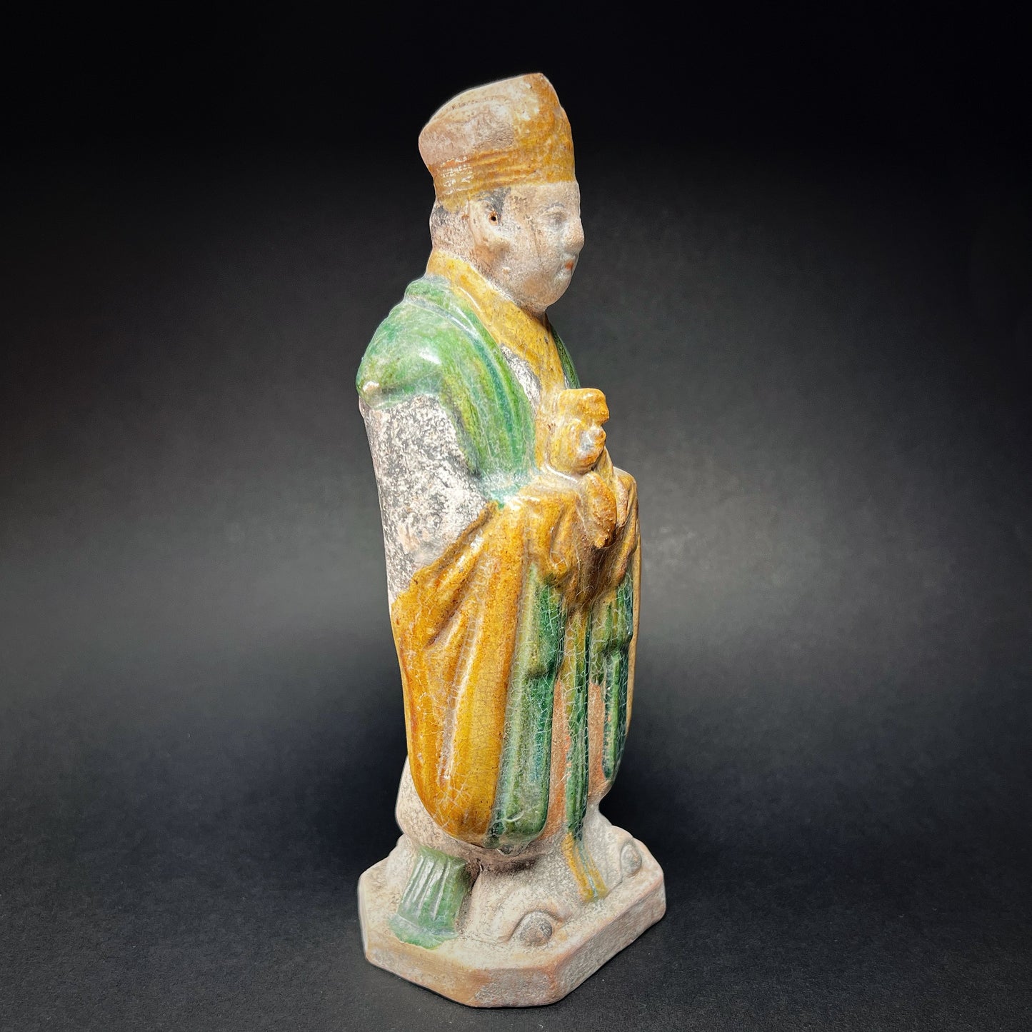 Ming Dynasty Glazed Pottery Tomb Attendant with Zodiac Animal