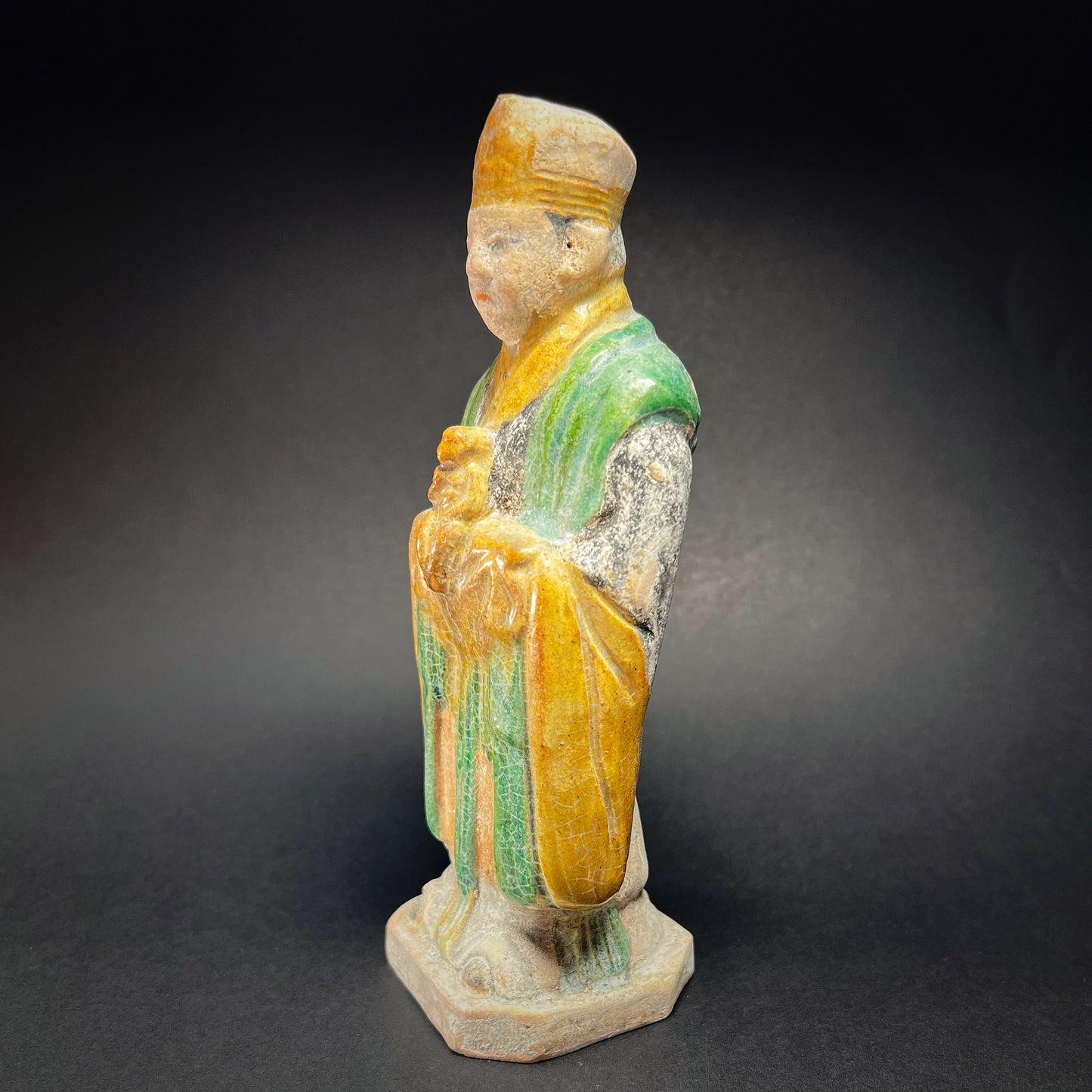 Ming Dynasty Glazed Pottery Tomb Attendant with Zodiac Animal