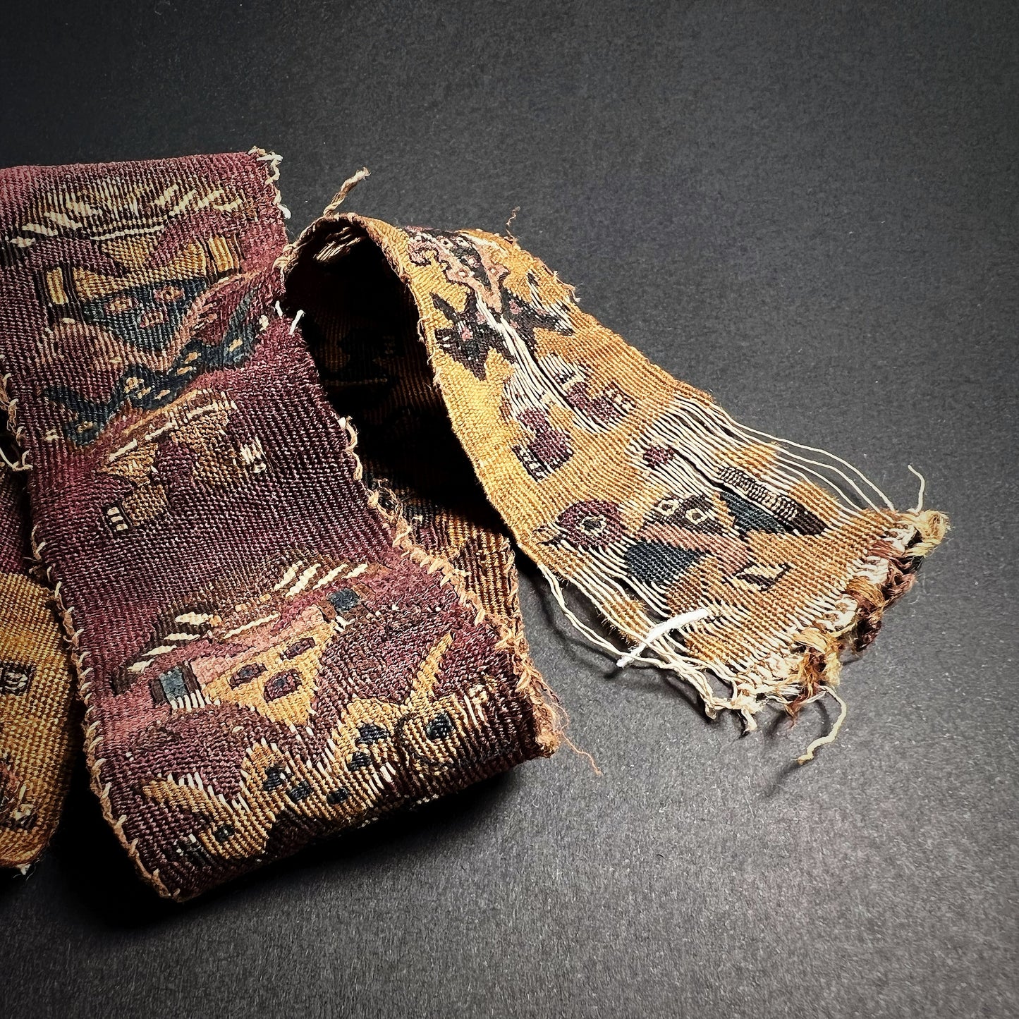 Chimú Textile Sash with Anthropomorphic Feline Figures