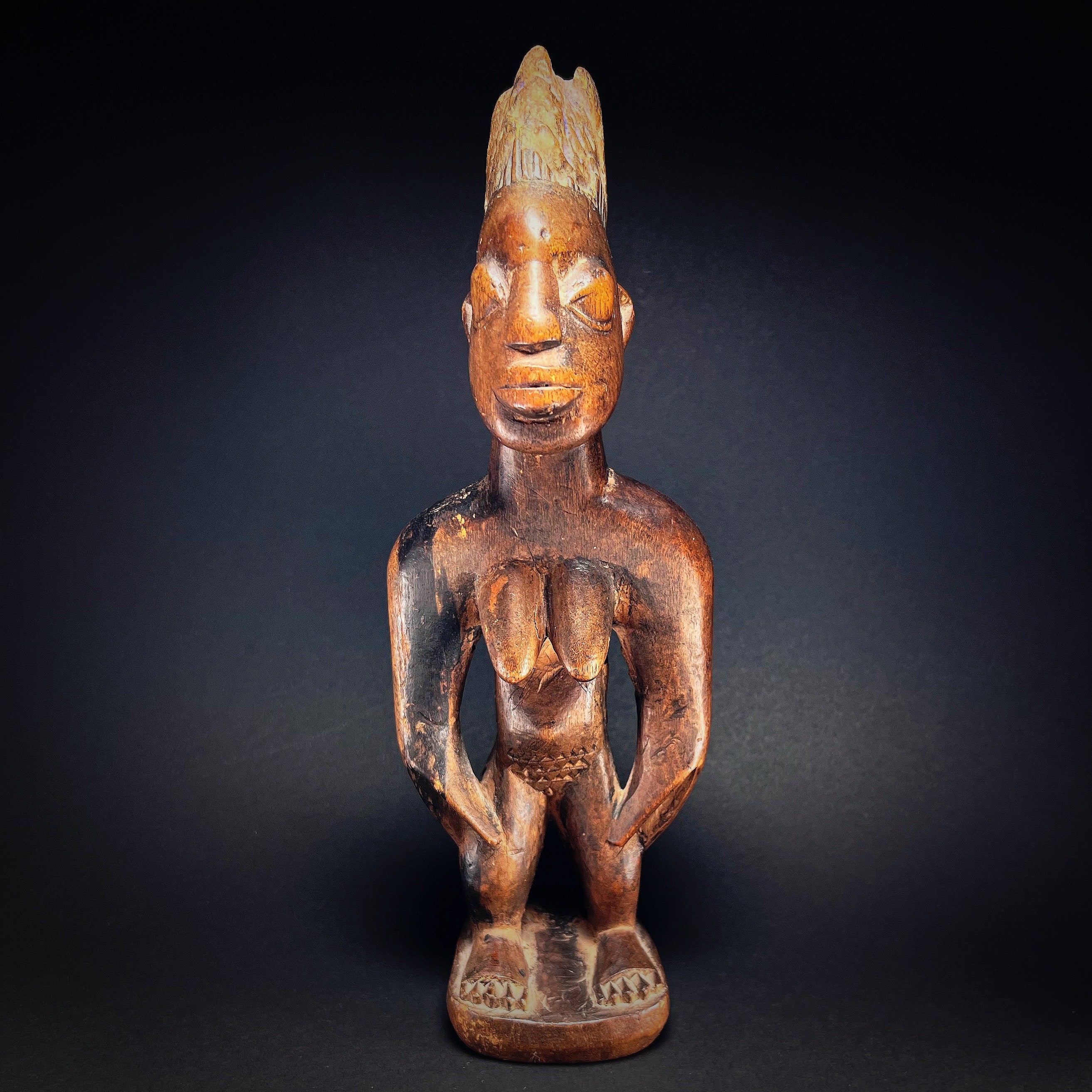 Yoruba figure Ere Ibeji wooden female memory twin, Nigeria, West - Ruby Lane