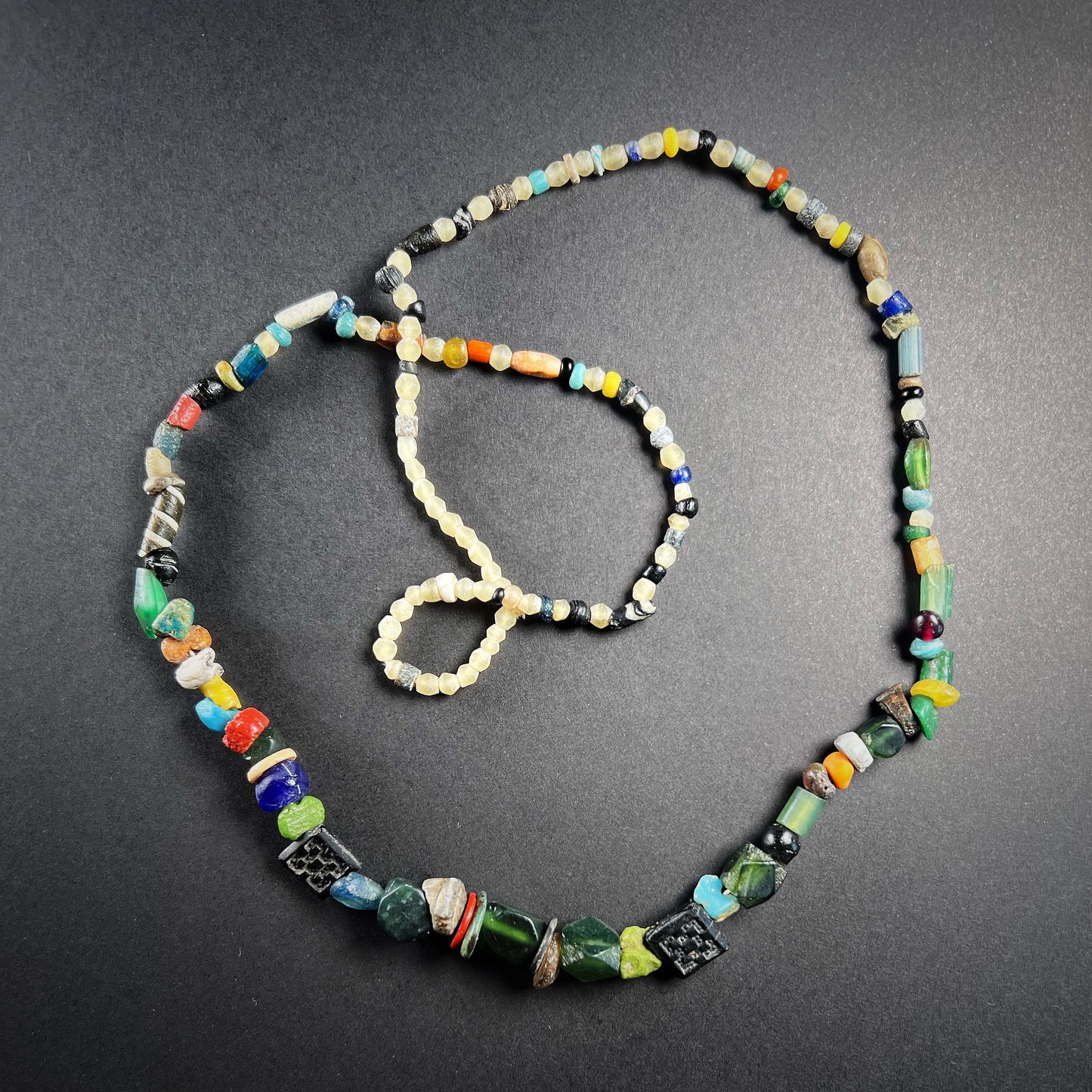 Roman Glass Multicolored Beaded Necklace