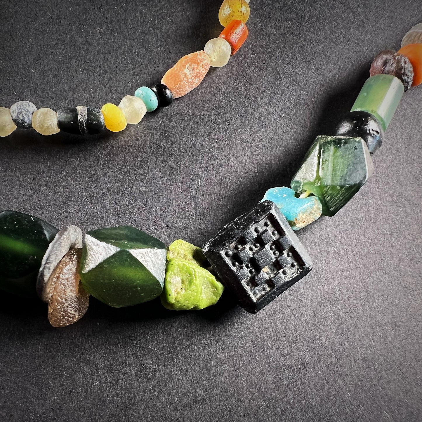 Roman Glass Multicolored Beaded Necklace