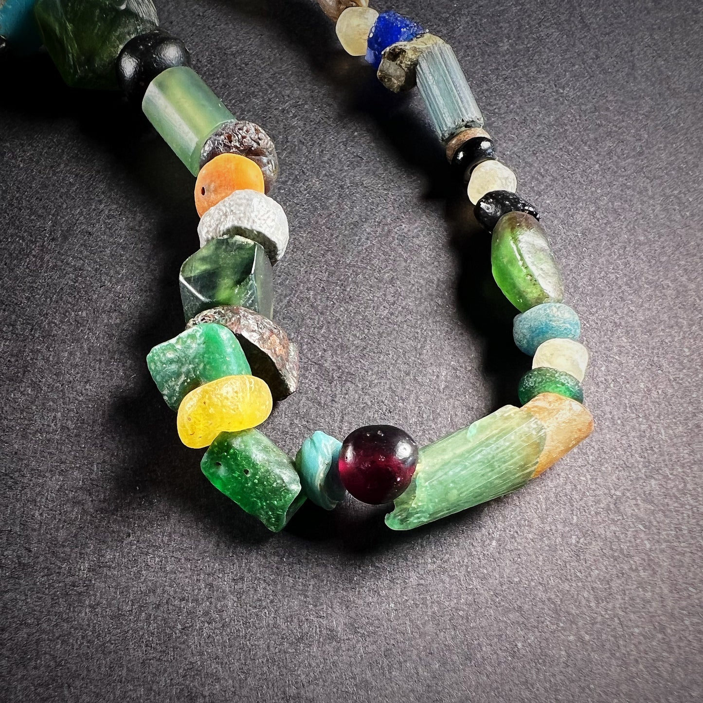 Roman Glass Multicolored Beaded Necklace