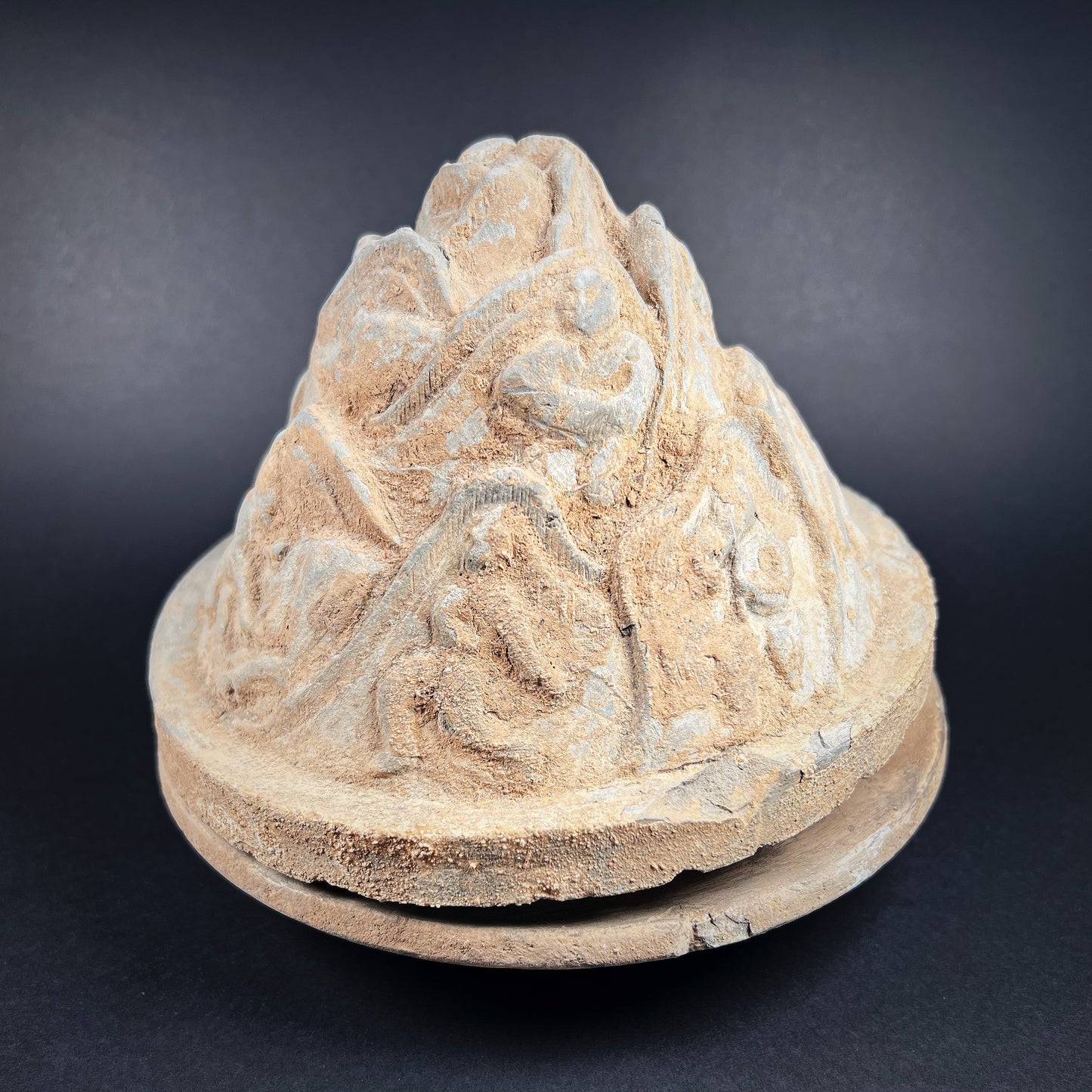 Han Dynasty Pottery Mountain-Shaped Incense Burner (Boshan Lu)