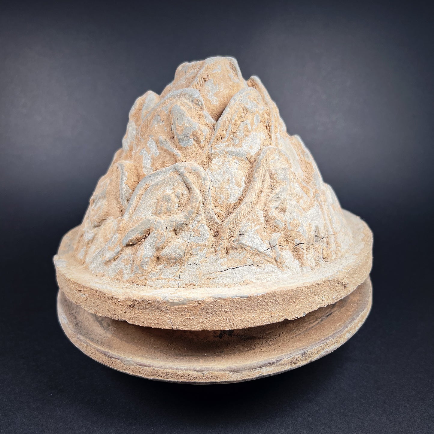 Han Dynasty Pottery Mountain-Shaped Incense Burner (Boshan Lu)