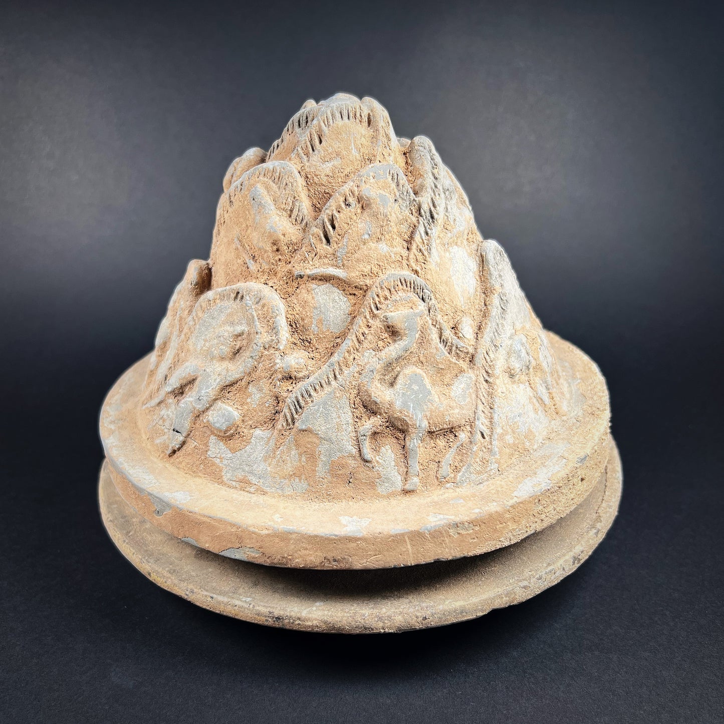 Han Dynasty Pottery Mountain-Shaped Incense Burner (Boshan Lu)