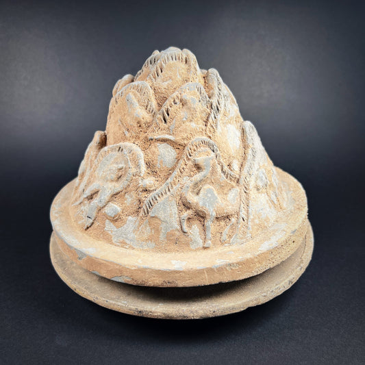 Han Dynasty Pottery Mountain-Shaped Incense Burner (Boshan Lu)