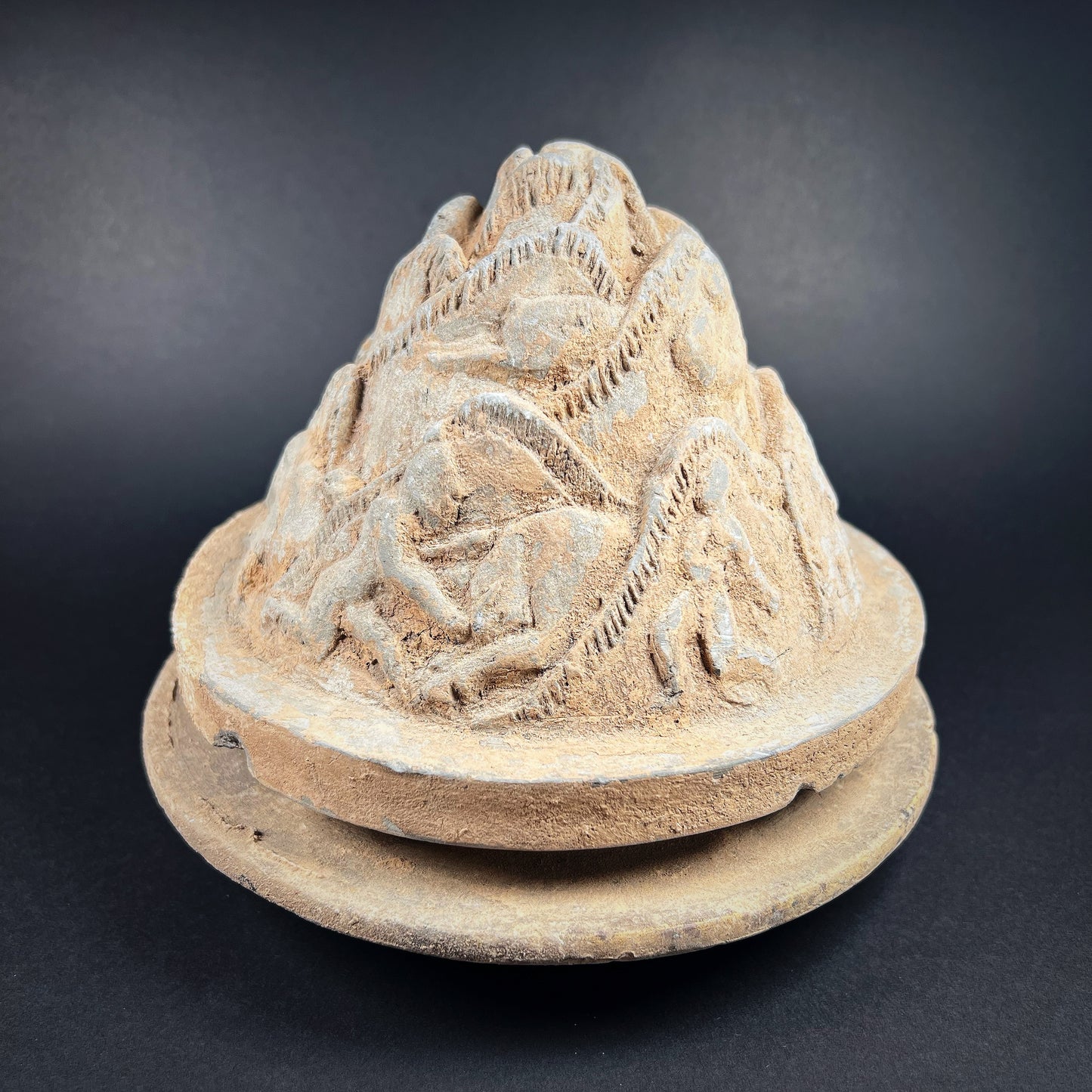Han Dynasty Pottery Mountain-Shaped Incense Burner (Boshan Lu)