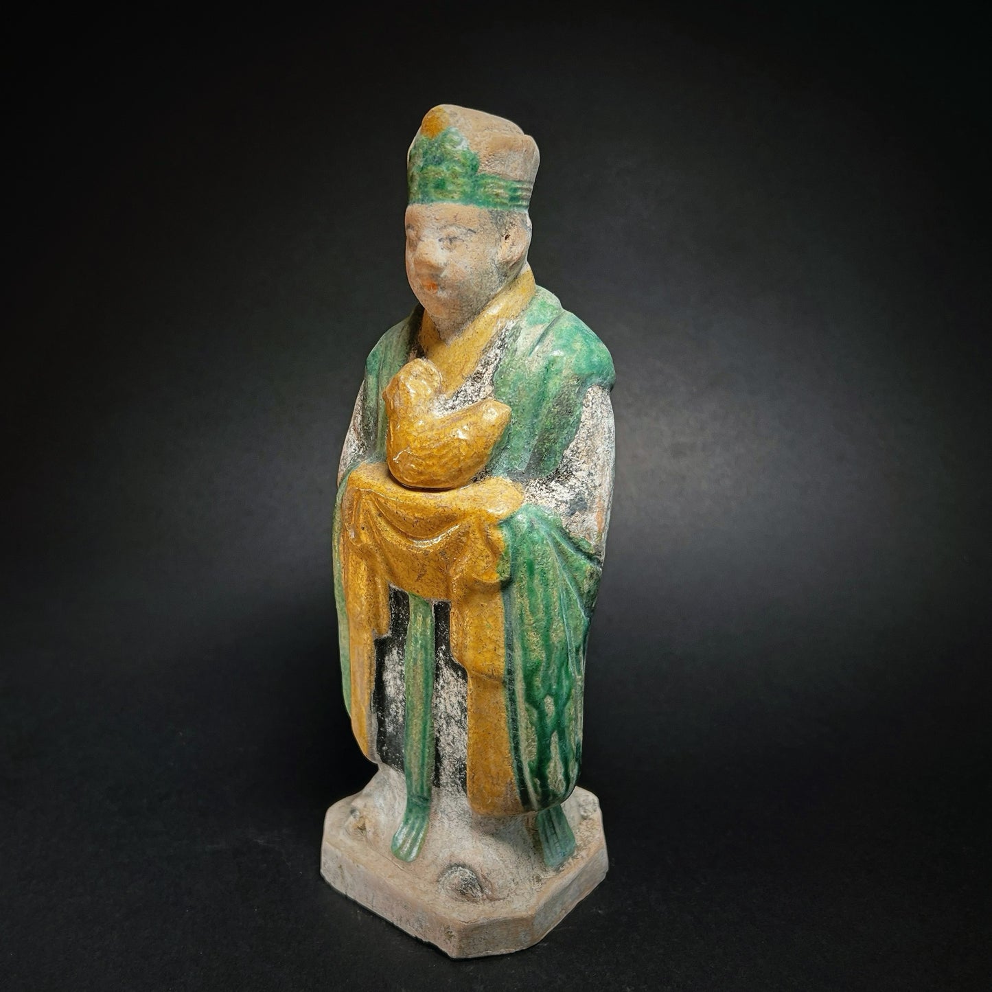 Ming Dynasty Glazed Pottery Tomb Attendant with Zodiac Animal