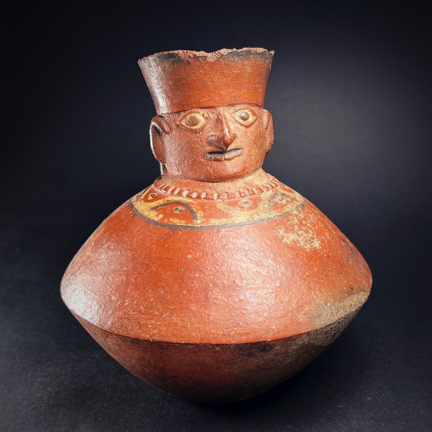 Moche Pottery Figural Face-Neck Jar