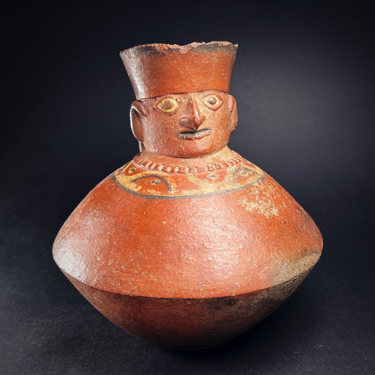 Moche Pottery Figural Face-Neck Jar