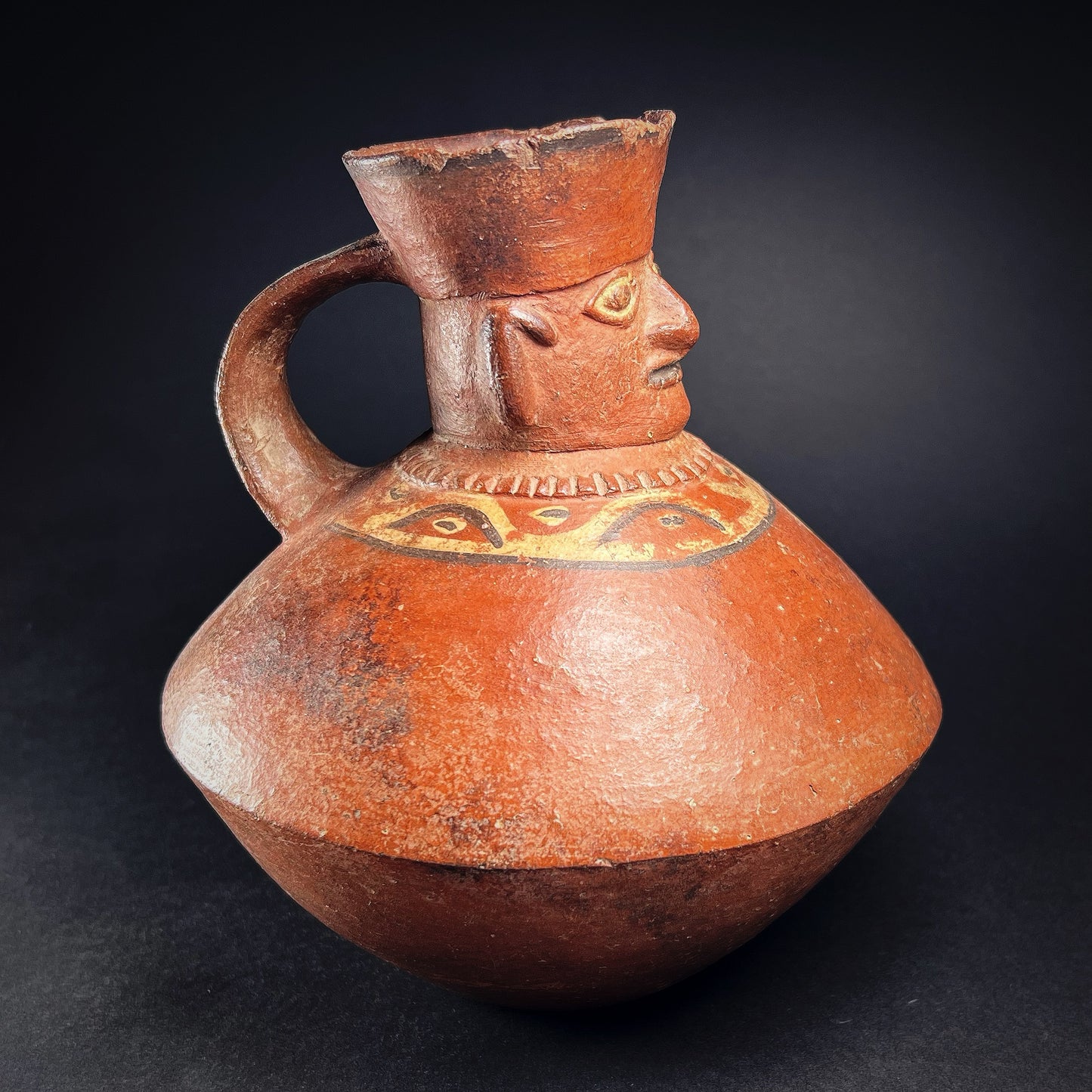 Moche Pottery Figural Face-Neck Jar