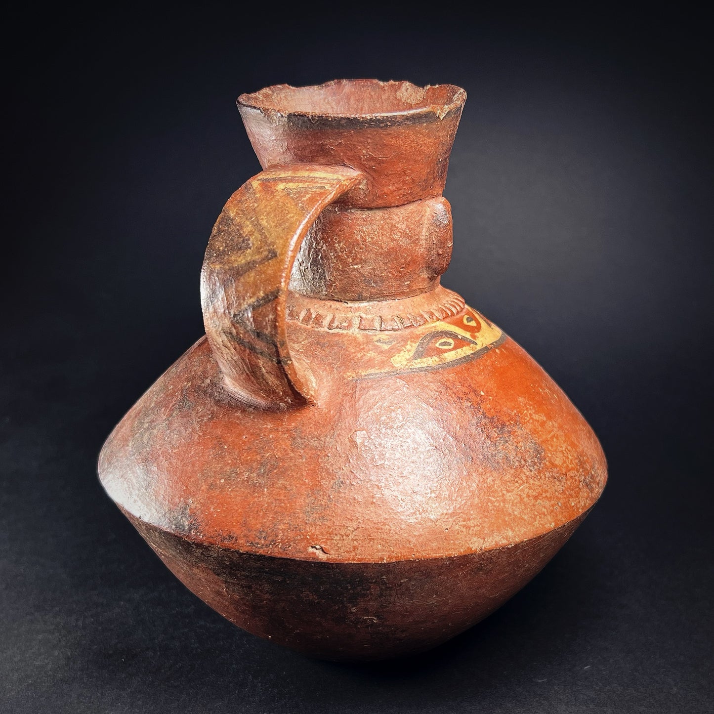 Moche Pottery Figural Face-Neck Jar