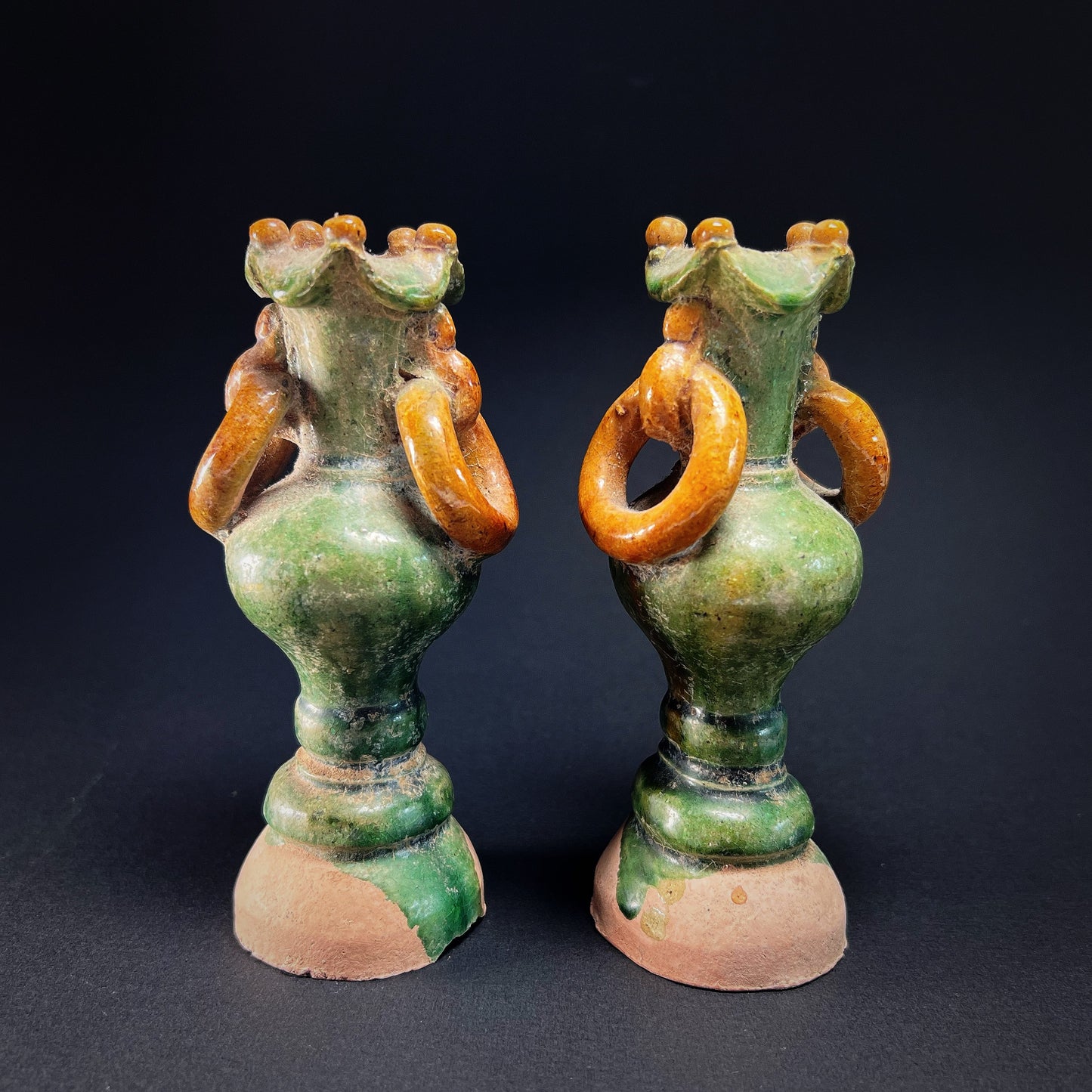 Ming Dynasty Sancai-Glazed Miniature Offering Vases