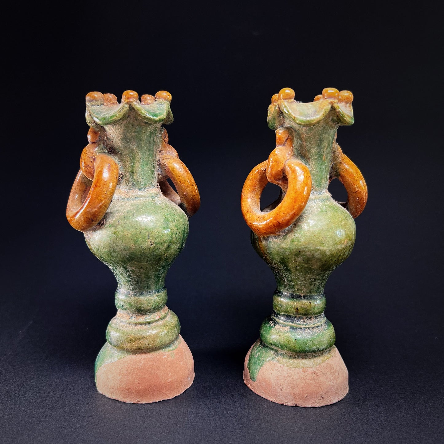 Ming Dynasty Sancai-Glazed Miniature Offering Vases
