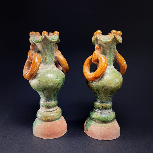 Ming Dynasty Sancai-Glazed Miniature Offering Vases