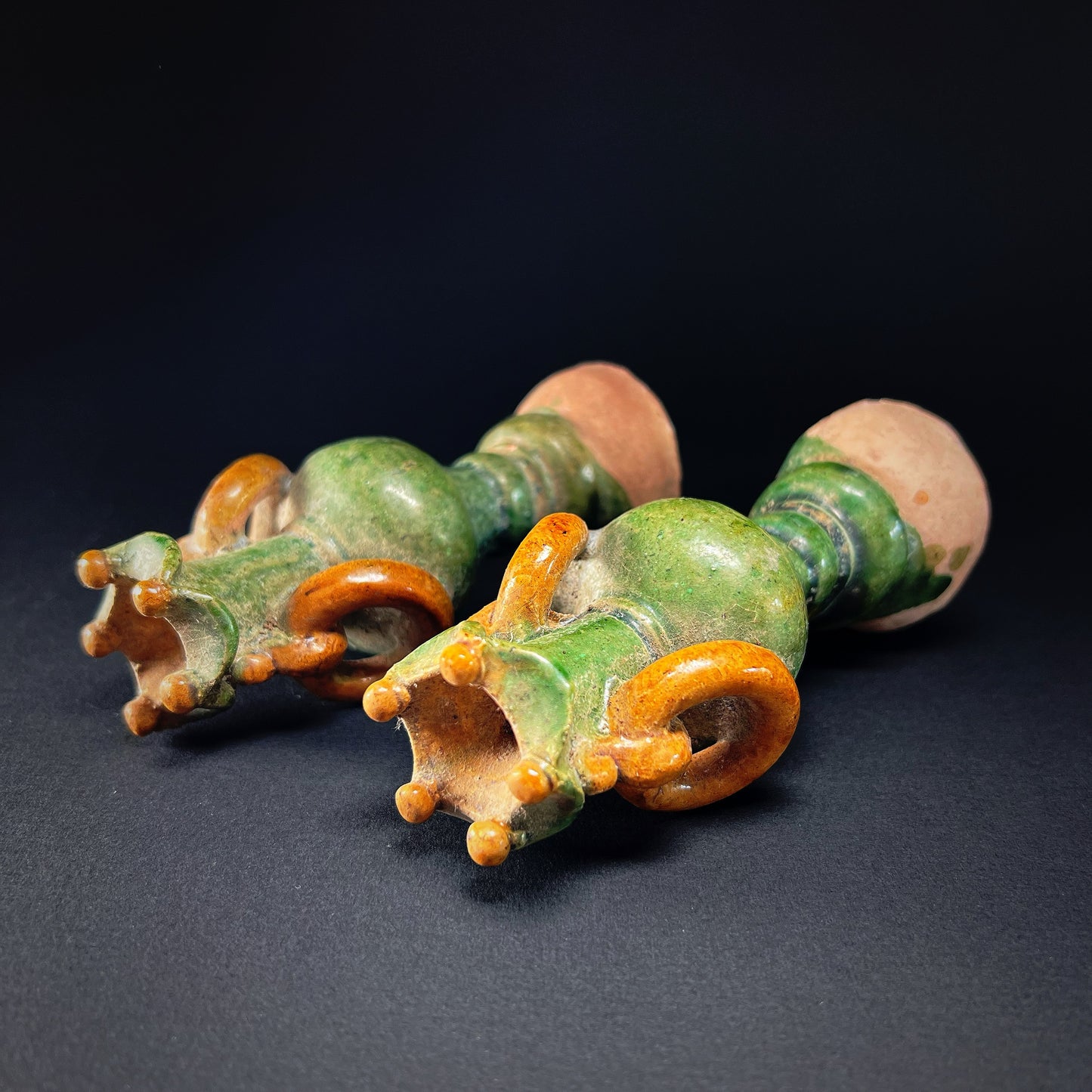 Ming Dynasty Sancai-Glazed Miniature Offering Vases
