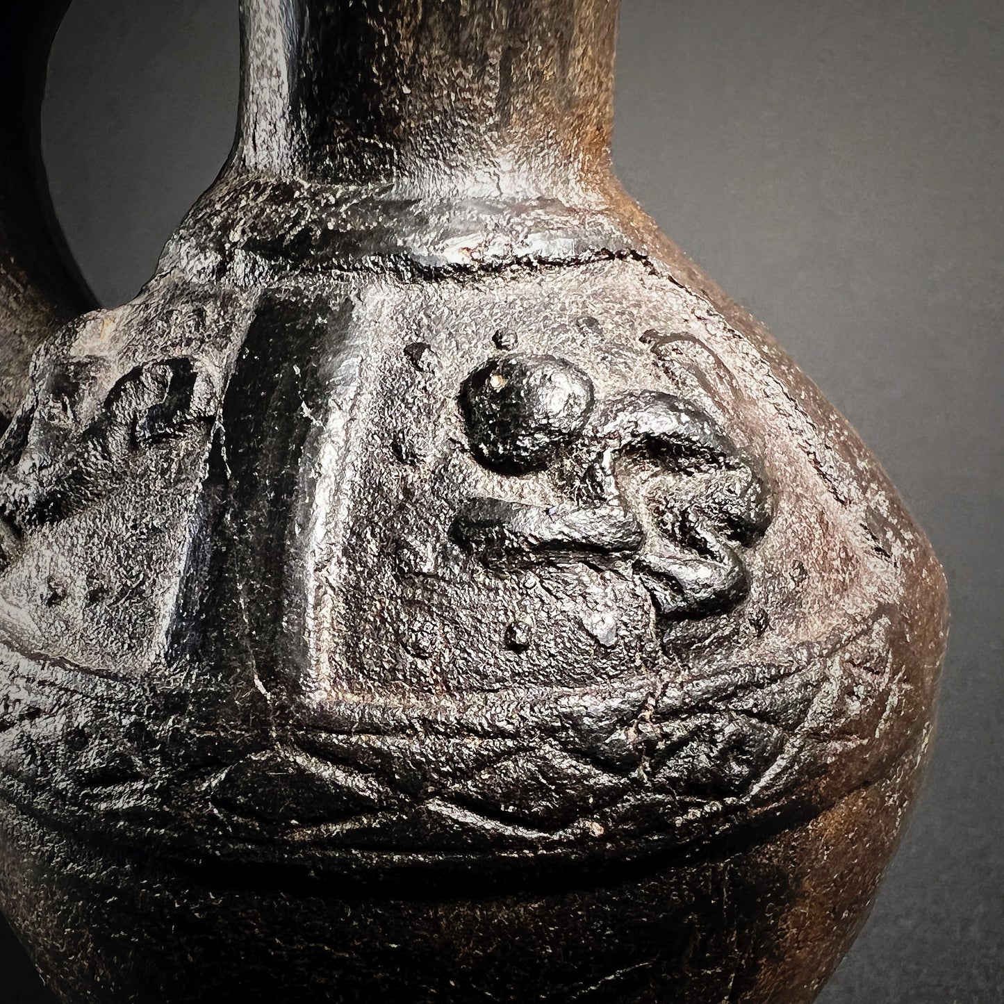 Chimú Blackware Monkey Effigy Bottle