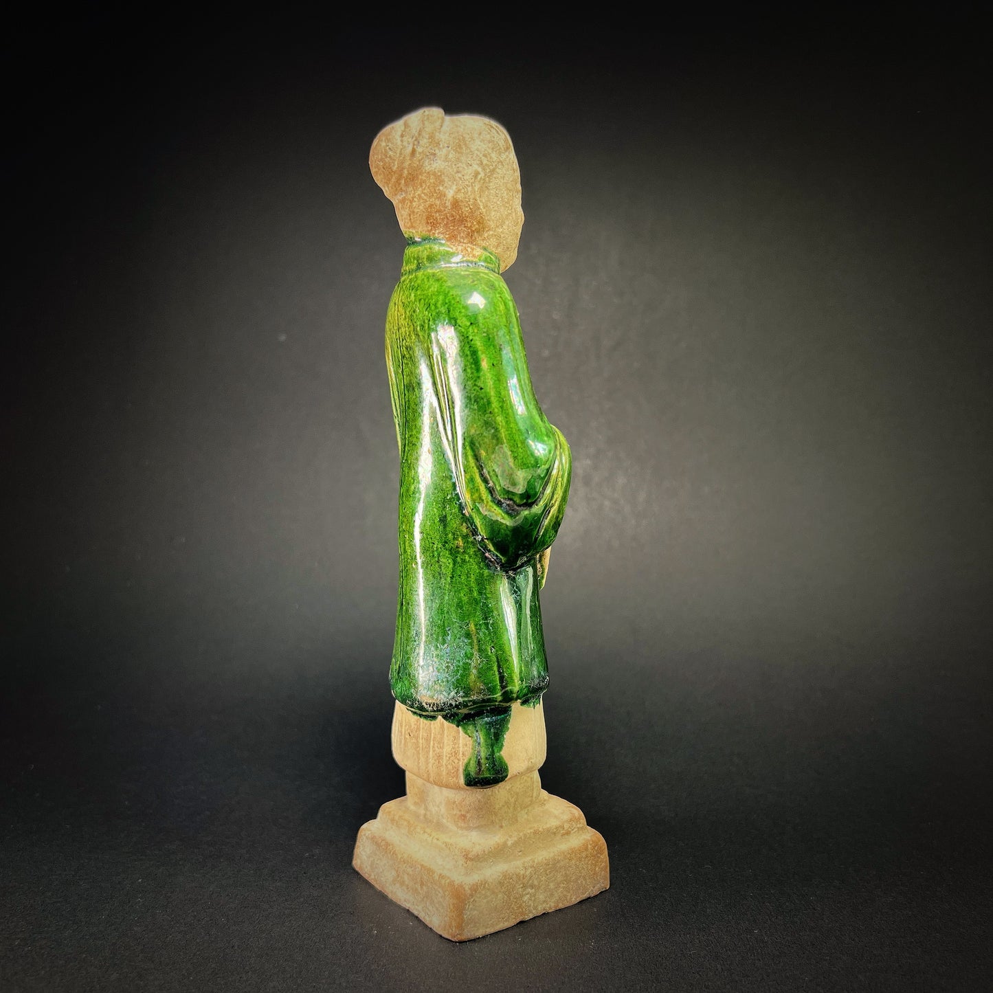 Ming Dynasty Green Glazed Pottery Female Tomb Attendant