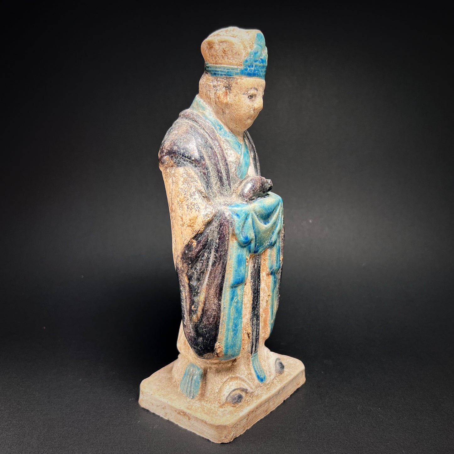 Ming Dynasty Glazed Pottery Tomb Attendant with Zodiac Animal