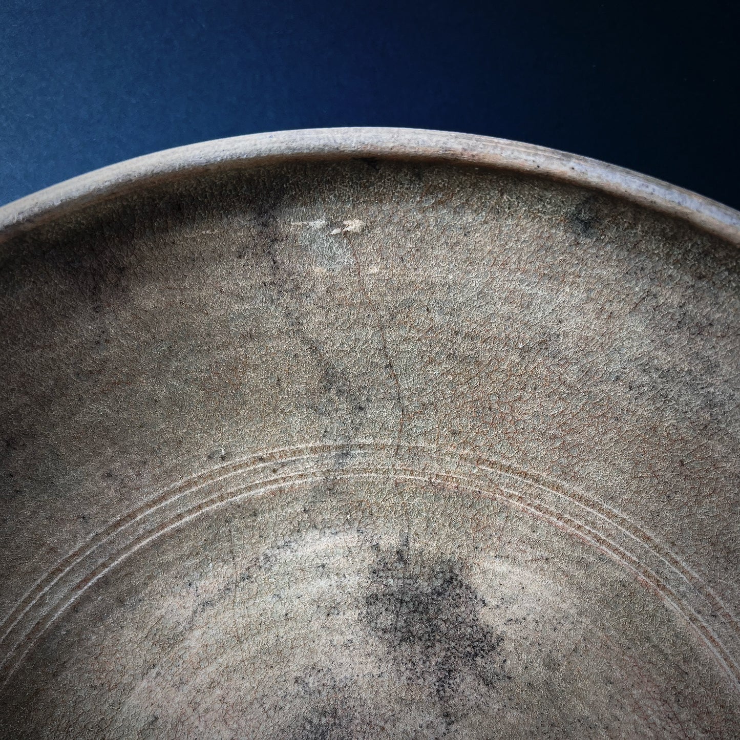 Thai San Kamphaeng Grayish Green Glazed Stoneware Bowl