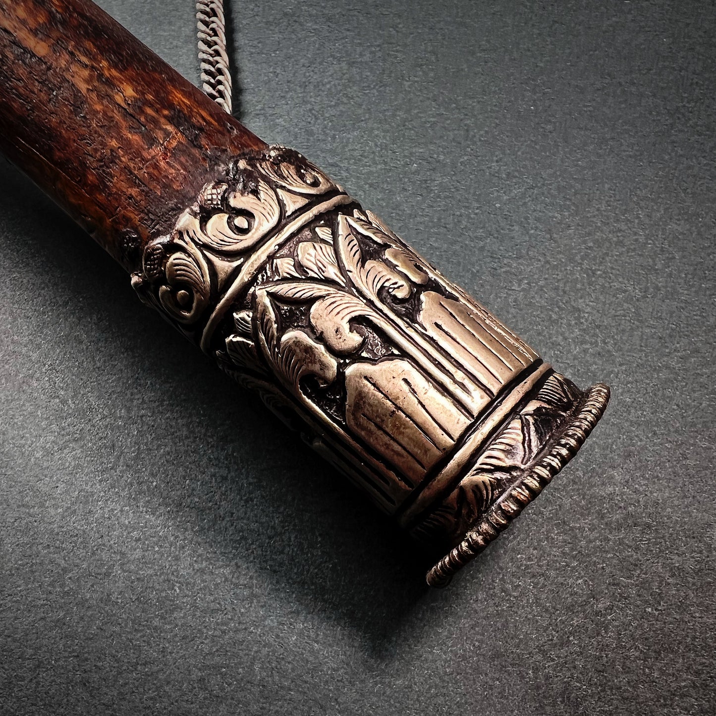 Tibetan Human Thigh Bone Silver Inlaid Trumpet Kangling