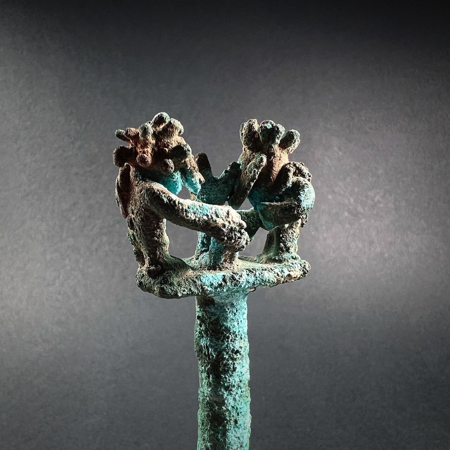 Inca Ceremonial Copper Tumi with Figural Finial