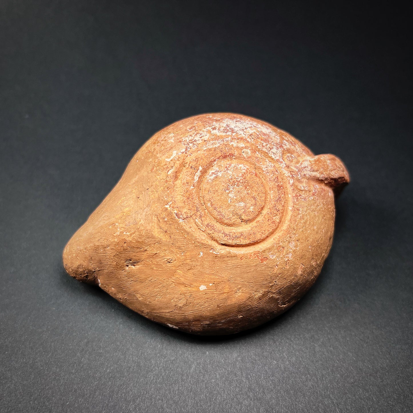 Roman Terracotta Oil Lamp with Seated Dog Motif