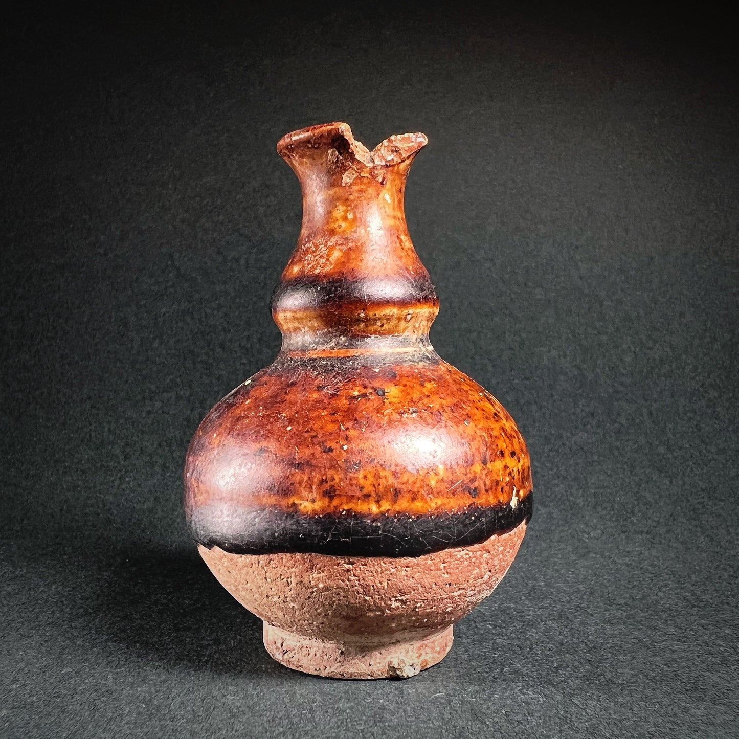 Thai Sawankhalok Brown Glazed Stoneware Mercury Bottle