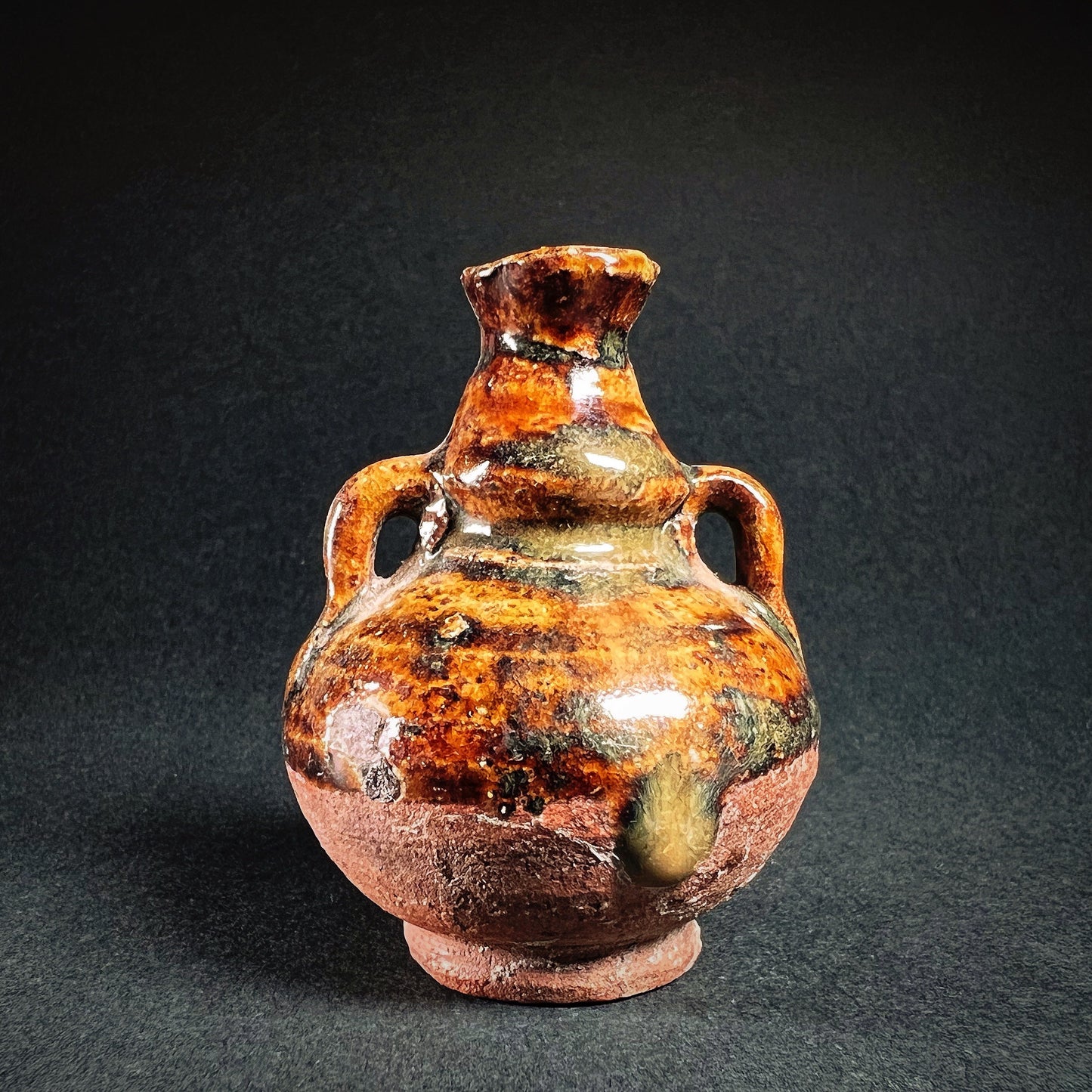 Thai Sawankhalok Brown Glazed Stoneware Mercury Bottle