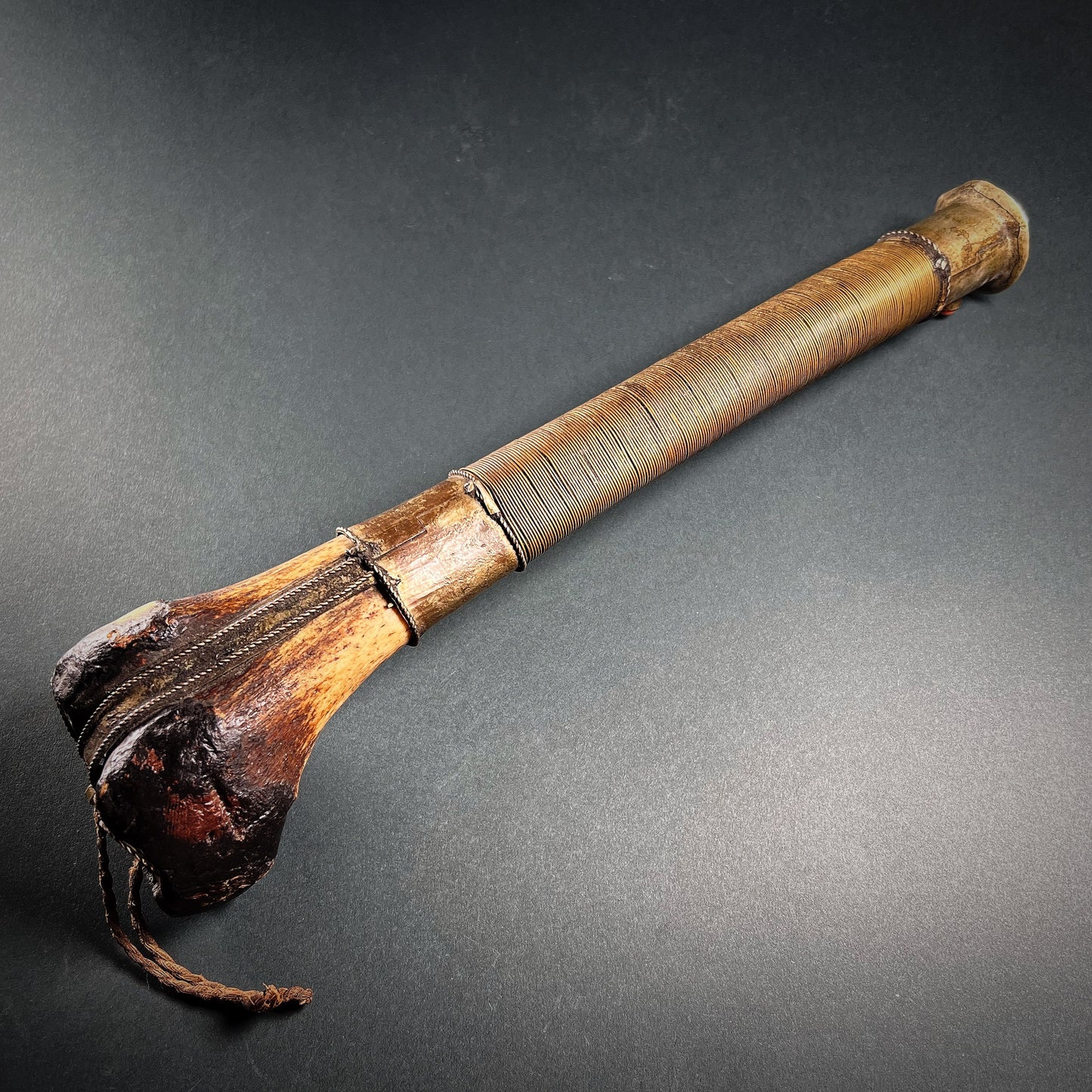 Tibetan Human Thigh Bone Silver Inlaid Trumpet Kangling