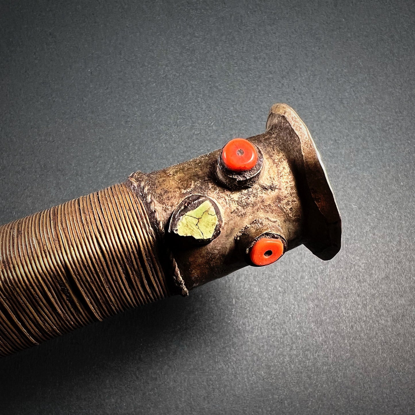 Tibetan Human Thigh Bone Silver Inlaid Trumpet Kangling