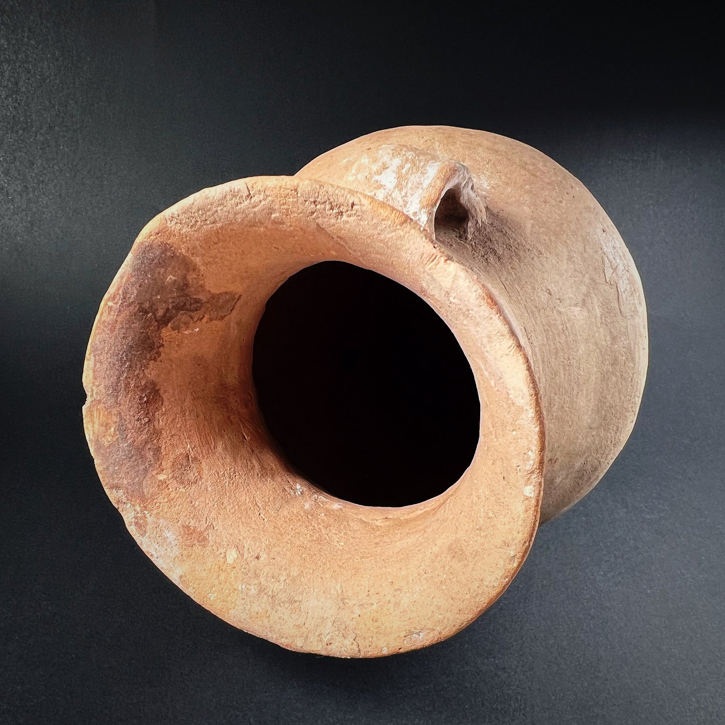 Qijia Culture Squatted Pottery Jar with Loop Handles