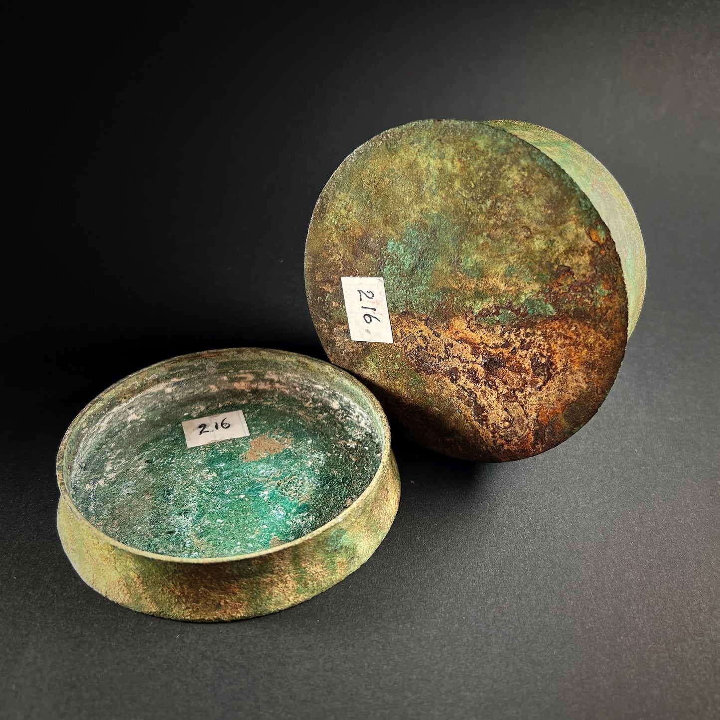 Khmer Angkor Period Bronze Lime Box with Cover