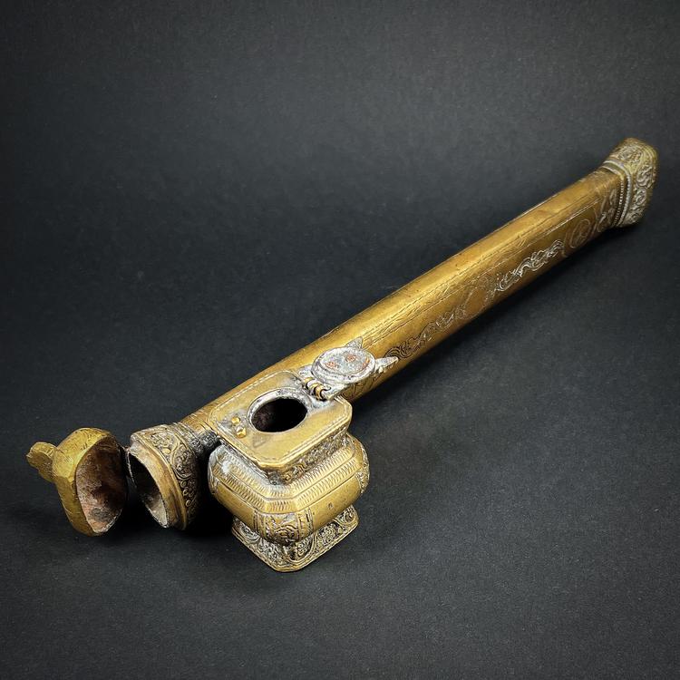 Turkish Ottoman Empire Brass Reed Pen Holder Qalamdan Divit