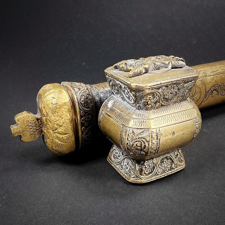 Turkish Ottoman Empire Brass Reed Pen Holder Qalamdan Divit