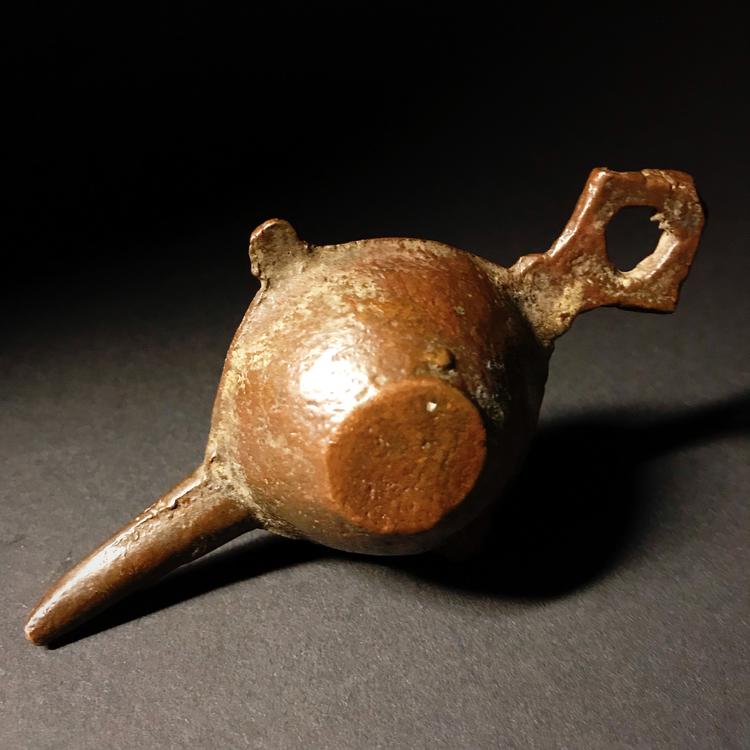 Byzantine Bronze Oil Lamp Filler or Cosmetic Mortar